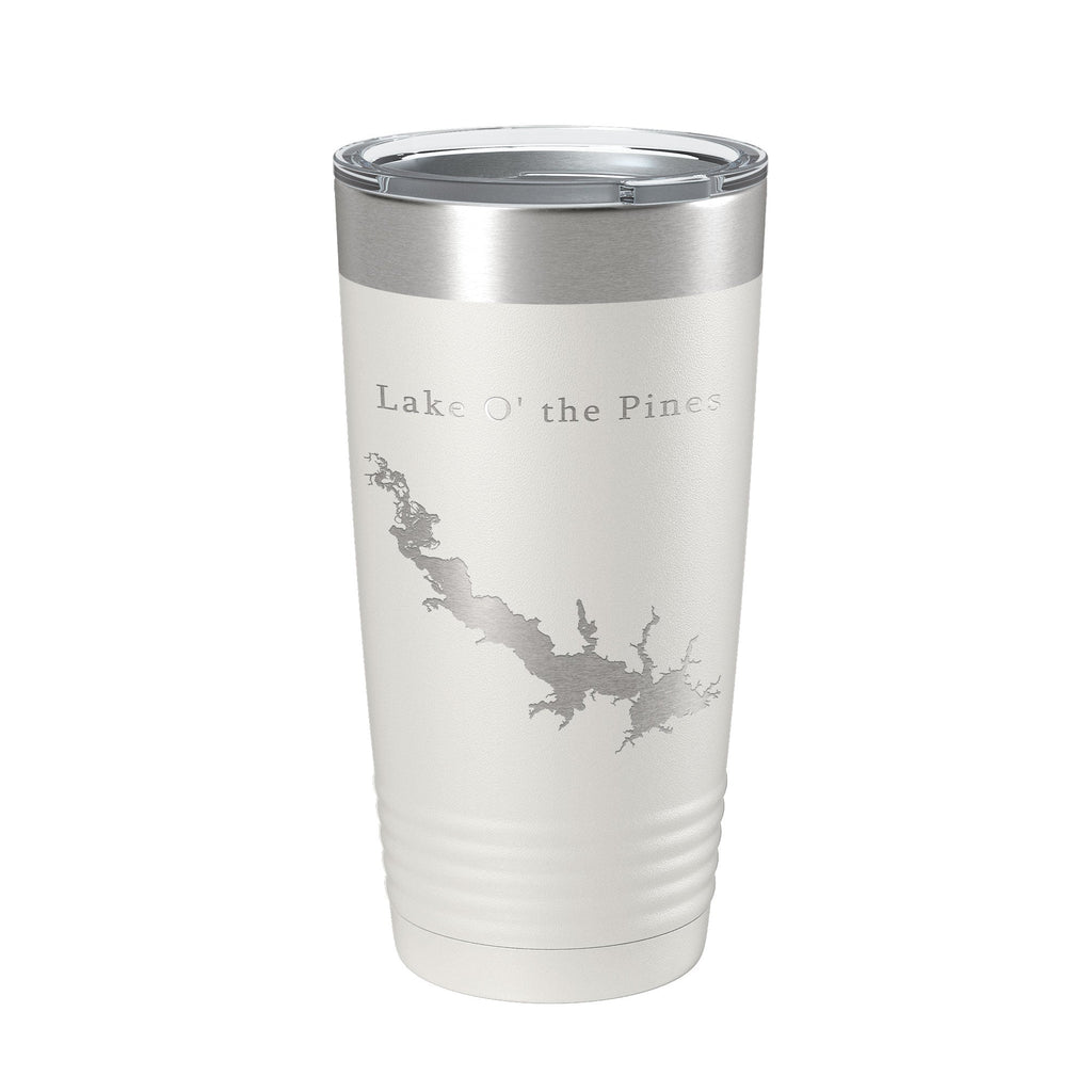Lake O' the Pines Map Tumbler Travel Mug Insulated Laser Engraved Coffee Cup Texas 20 oz