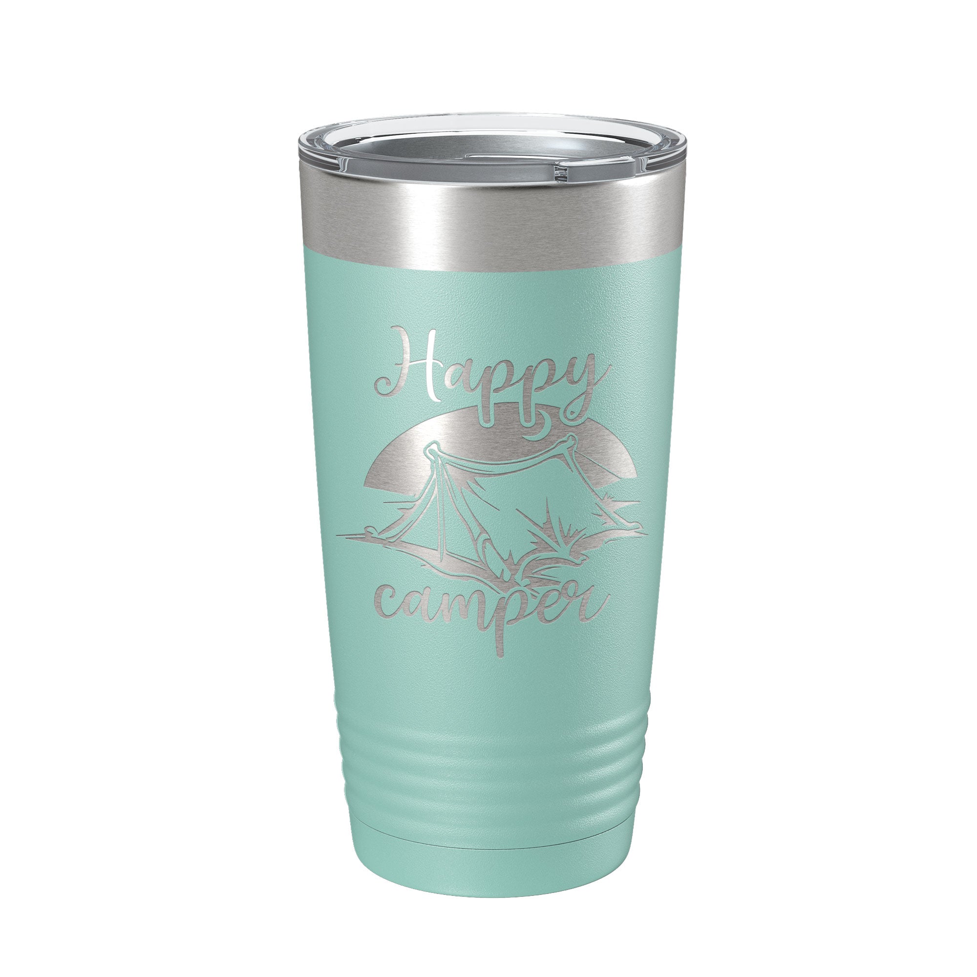 Happy Camper Tumbler Travel Mug Gift Insulated Laser Engraved Coffee Cup 20 oz