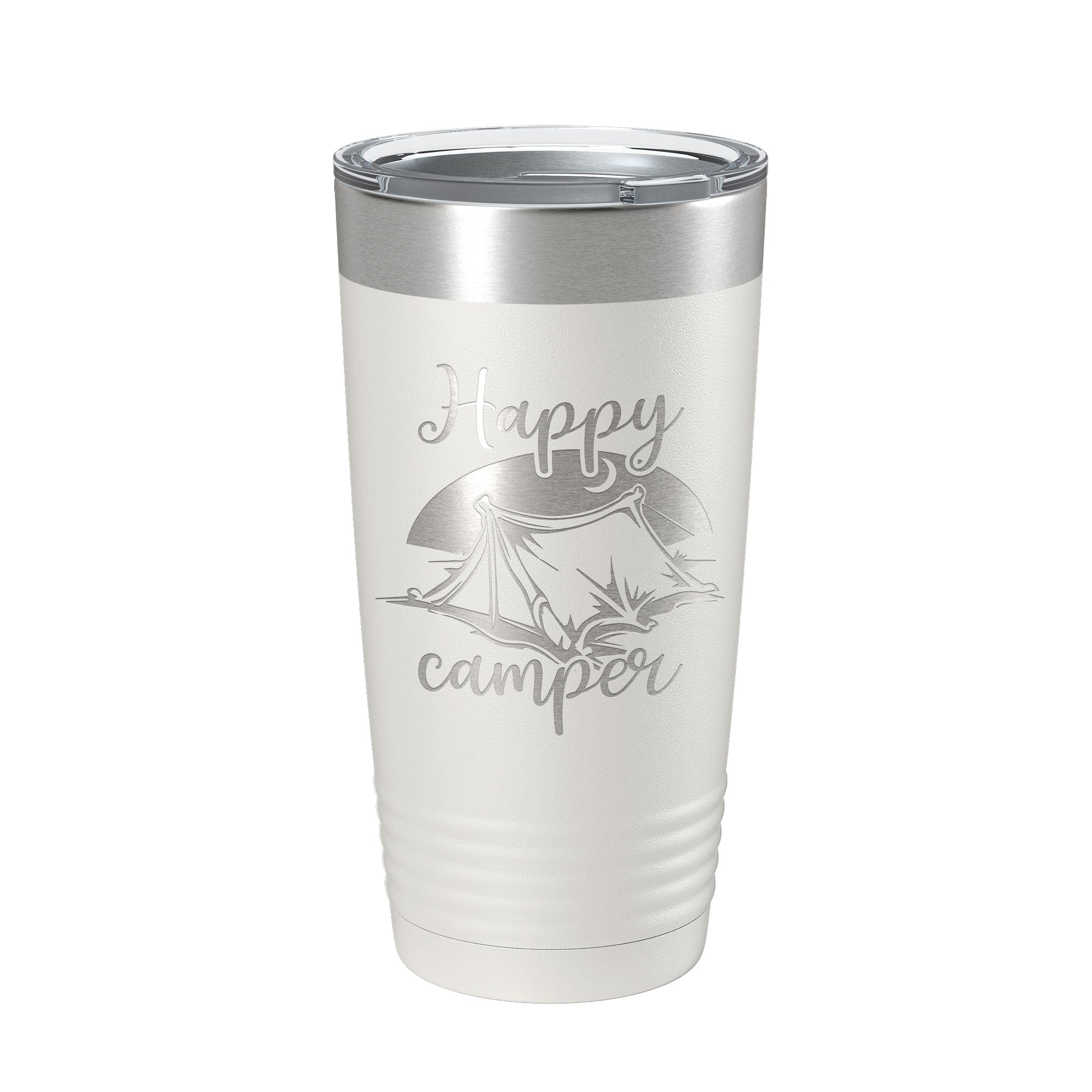 Happy Camper Tumbler Travel Mug Gift Insulated Laser Engraved Coffee Cup 20 oz