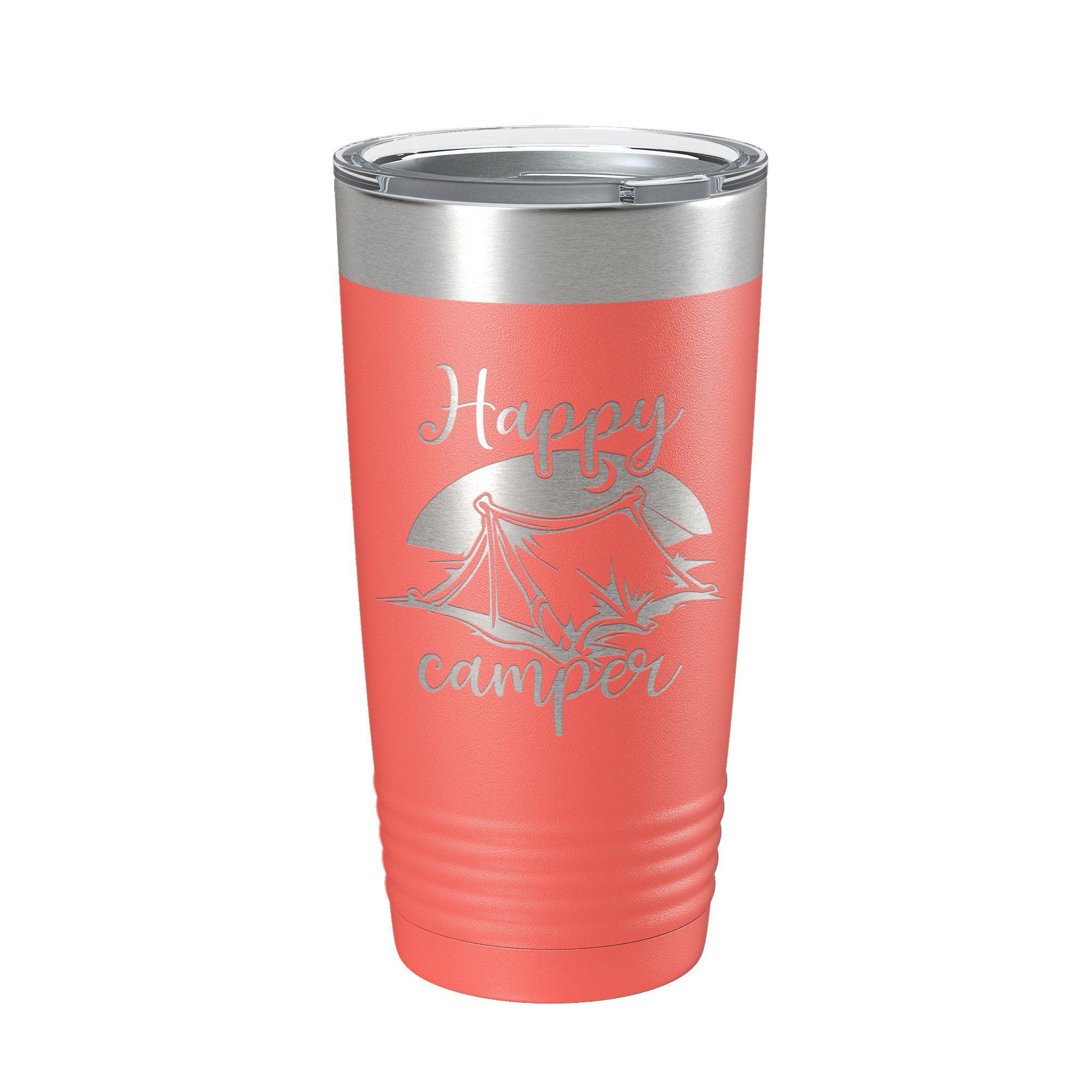 Happy Camper Tumbler Travel Mug Gift Insulated Laser Engraved Coffee Cup 20 oz