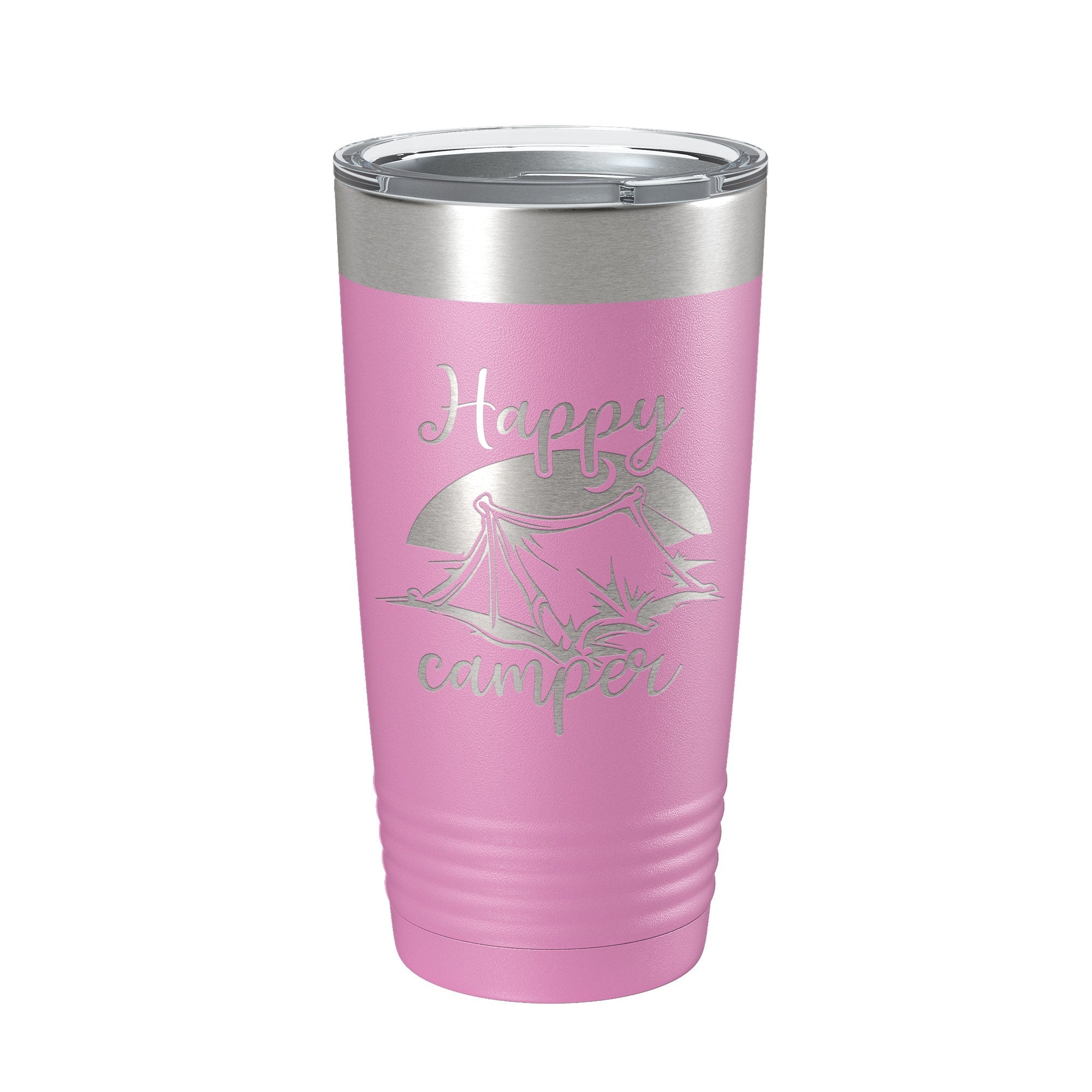 Happy Camper Tumbler Travel Mug Gift Insulated Laser Engraved Coffee Cup 20 oz