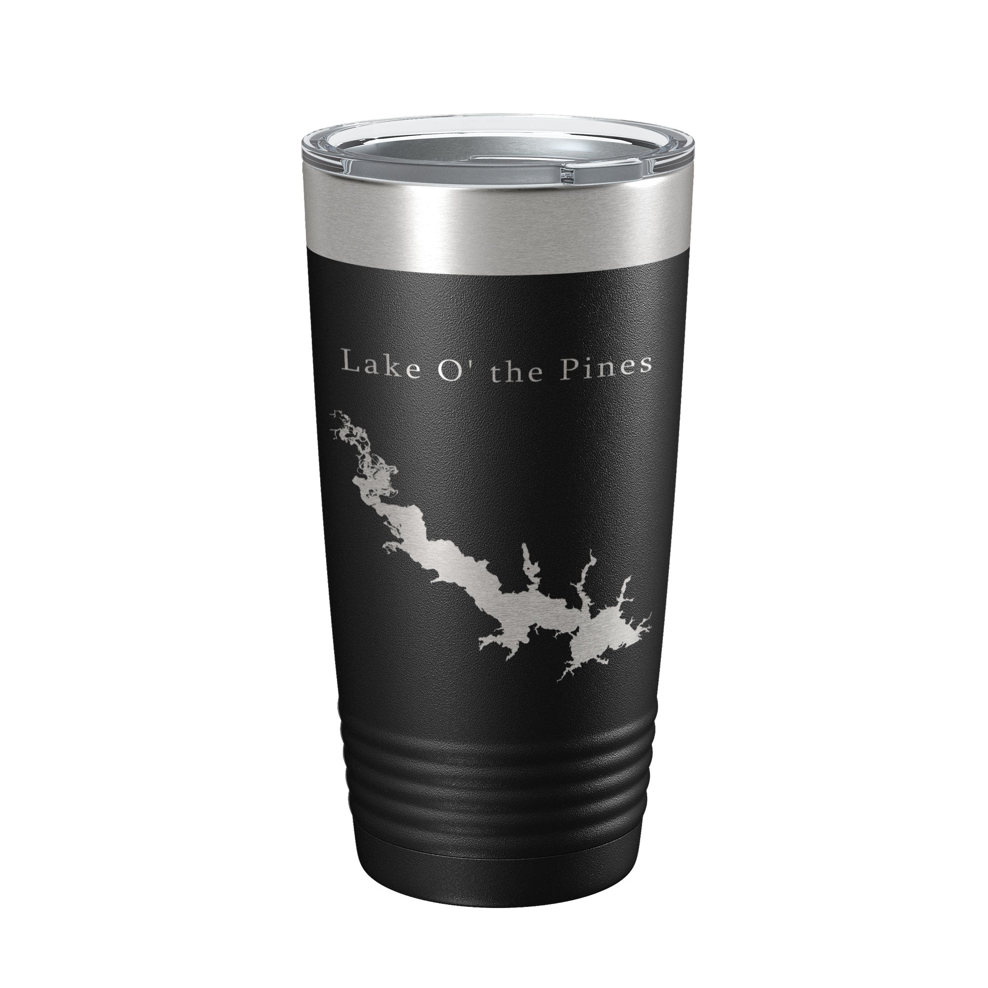 Lake O' the Pines Map Tumbler Travel Mug Insulated Laser Engraved Coffee Cup Texas 20 oz