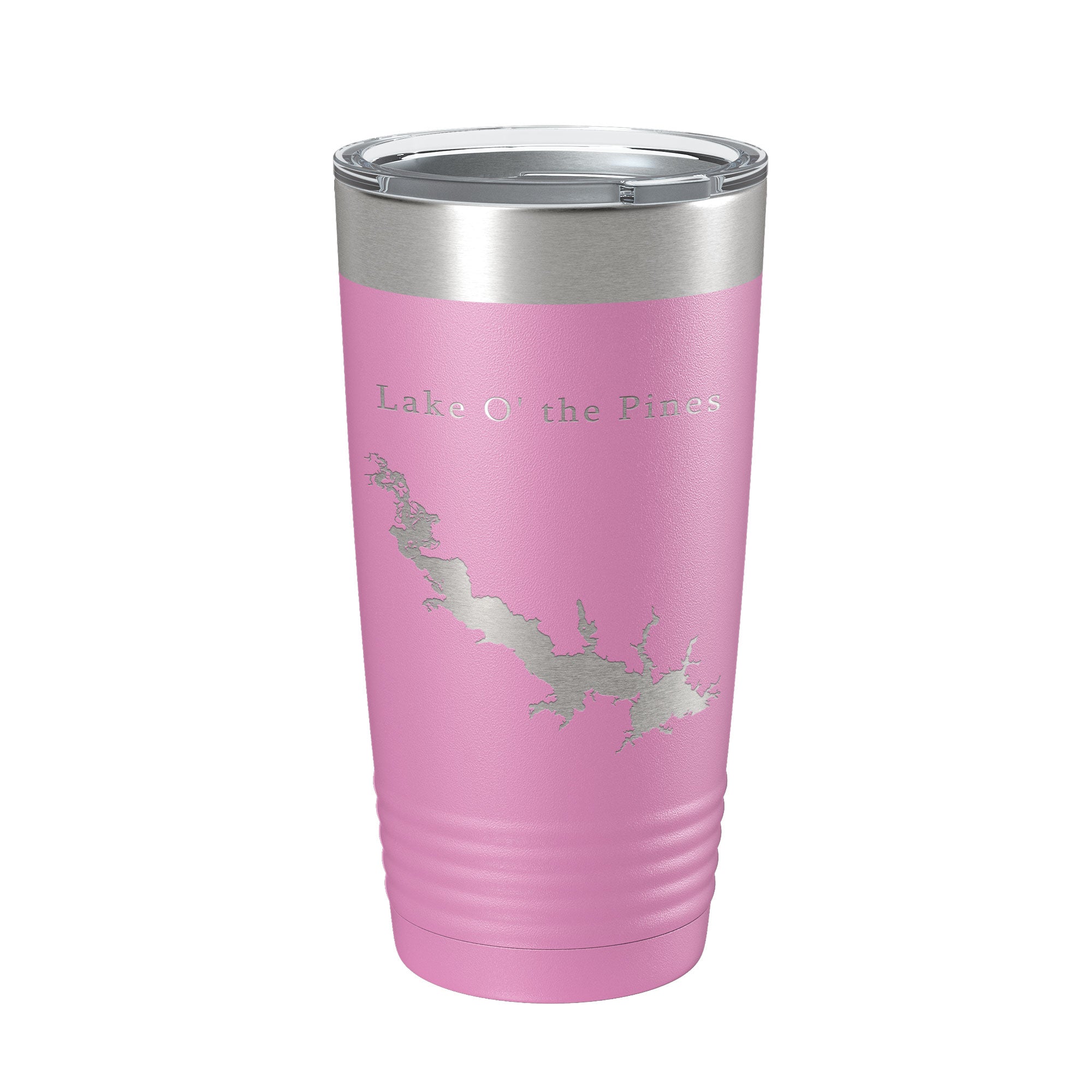 Lake O' the Pines Map Tumbler Travel Mug Insulated Laser Engraved Coffee Cup Texas 20 oz