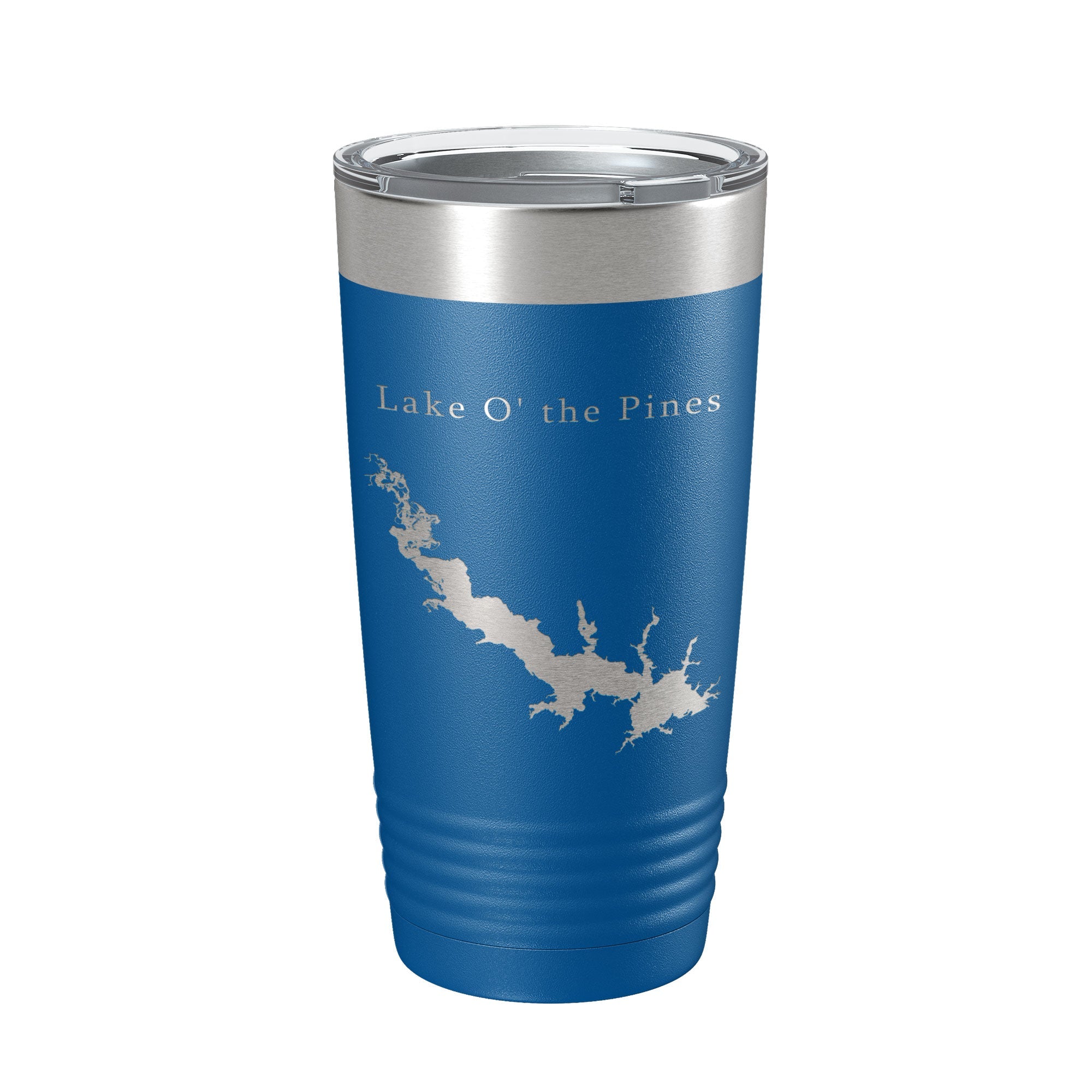 Lake O' the Pines Map Tumbler Travel Mug Insulated Laser Engraved Coffee Cup Texas 20 oz