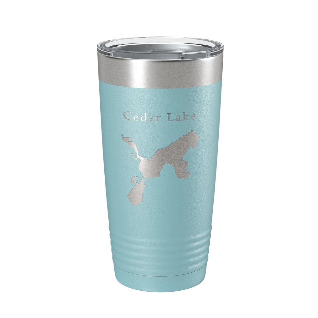 Cedar Lake Map Tumbler Travel Mug Insulated Laser Engraved Coffee Cup Van Buren County Michigan 20 oz